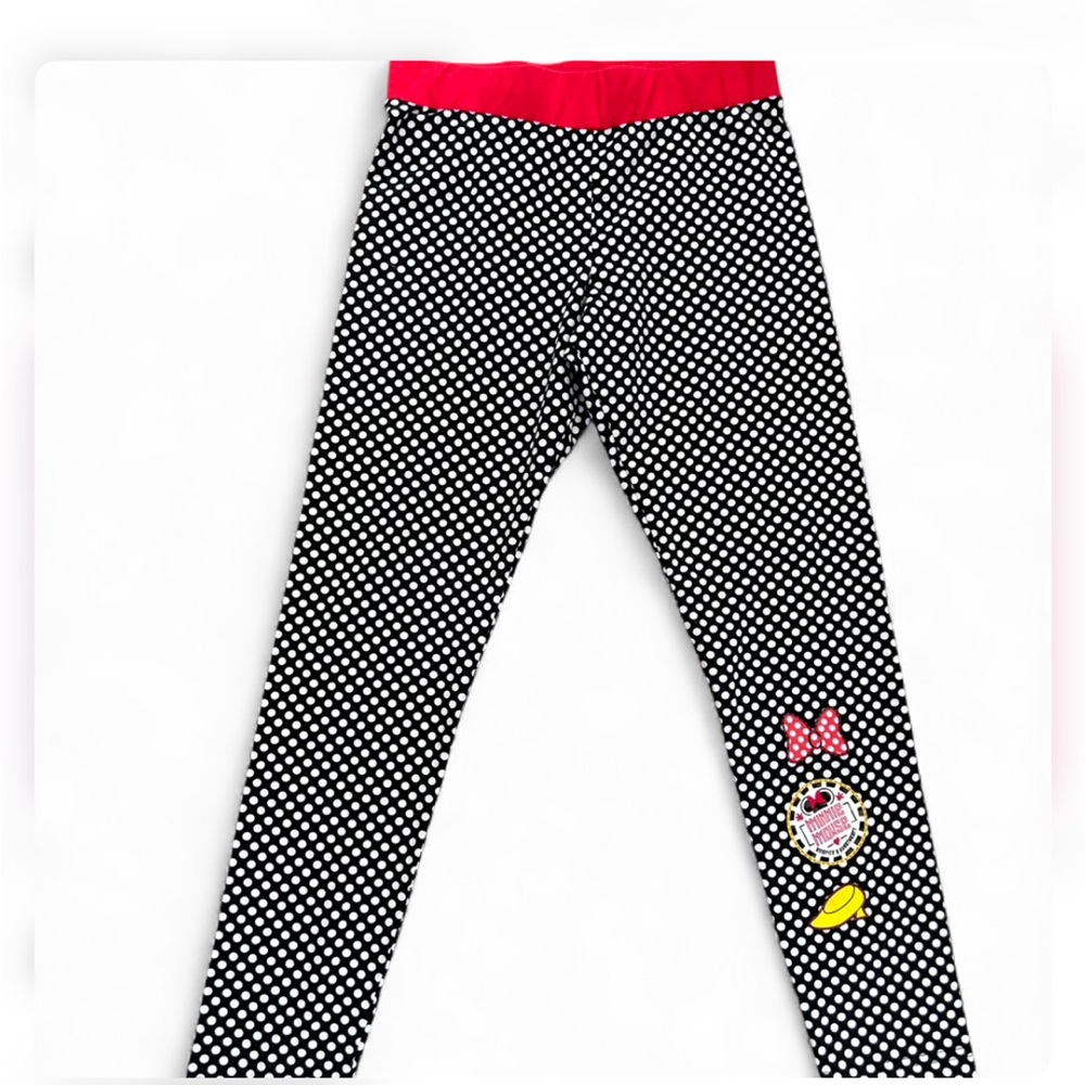 Disney parks Minnie Mouse Black & white polka dot leggings with red waistband